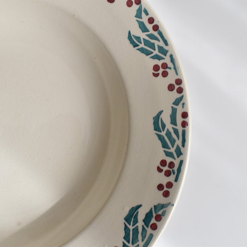 Vintage Deep Plate Digoin & Sarreguemines HOUX (Holly) G