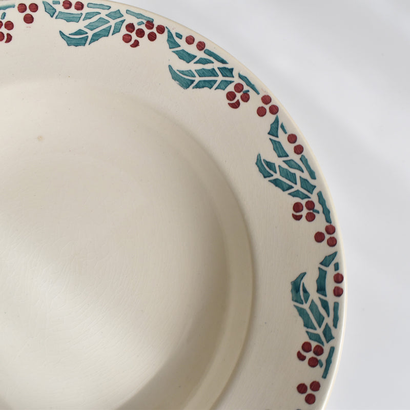 Vintage Deep Plate Digoin & Sarreguemines HOUX (Holly) G