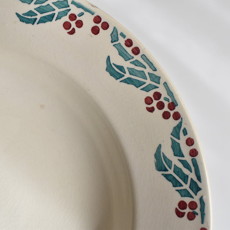 Vintage Deep Plate Digoin & Sarreguemines HOUX (Holly) G