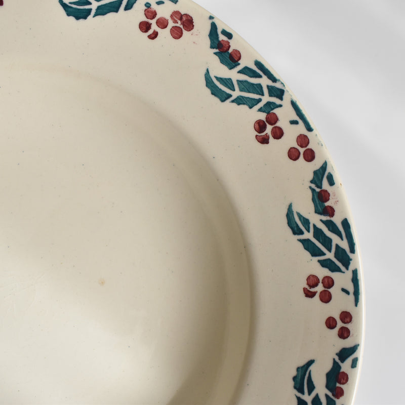 Vintage Deep Plate Digoin & Sarreguemines HOUX (Holly) H