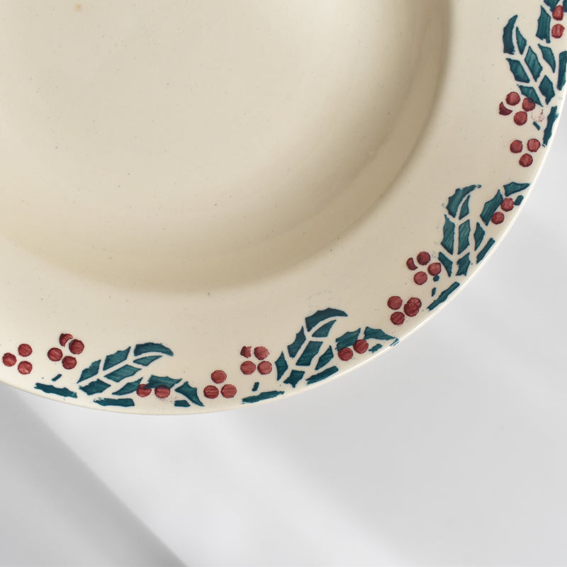 Vintage Deep Plate Digoin & Sarreguemines HOUX (Holly) H