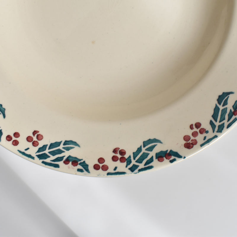 Vintage Deep Plate Digoin & Sarreguemines HOUX (Holly) H