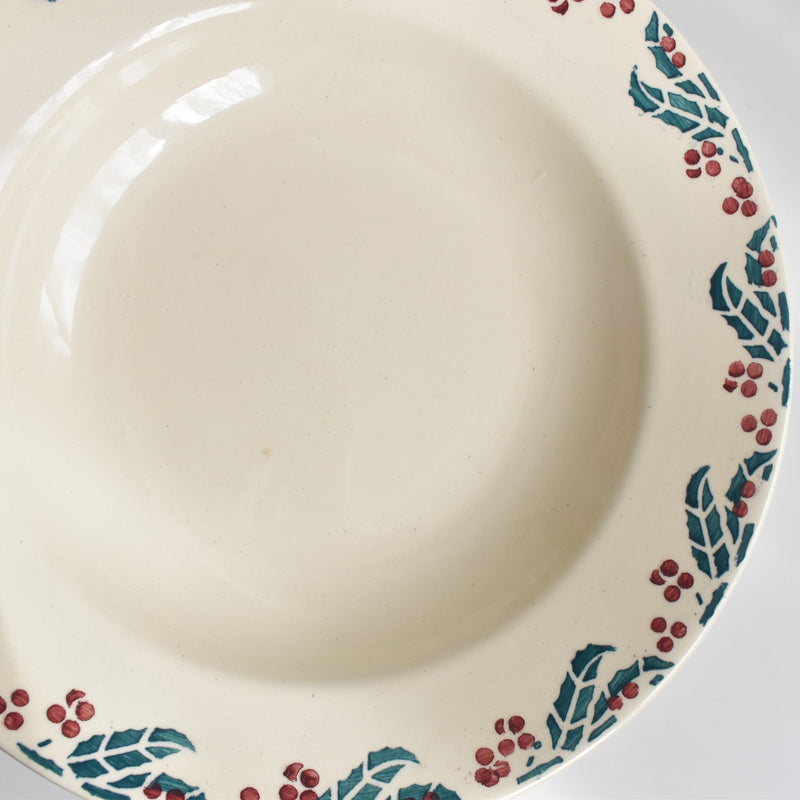 Vintage Deep Plate Digoin & Sarreguemines HOUX (Holly) H