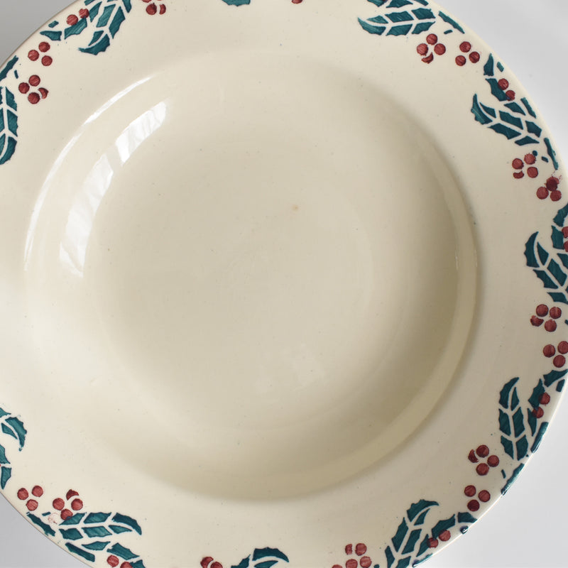 Vintage Deep Plate Digoin & Sarreguemines HOUX (Holly) H