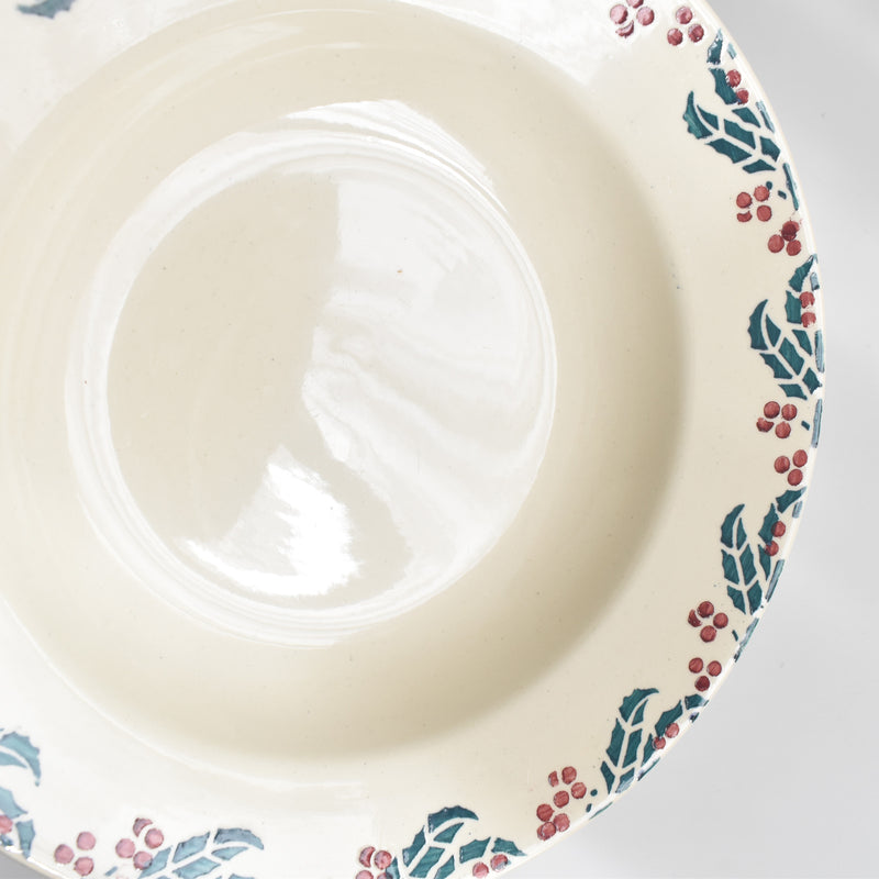 Vintage Deep Plate Digoin & Sarreguemines HOUX (Holly) H