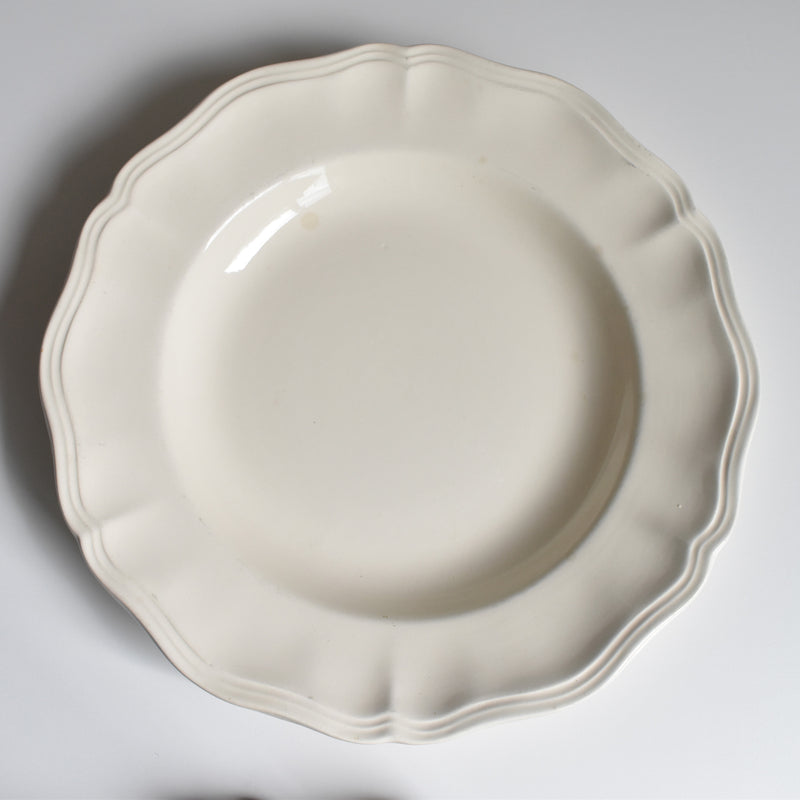 Vintage Deep Plate, Digoin & Sarreguemines, Scalloped Rim, Ivoire A