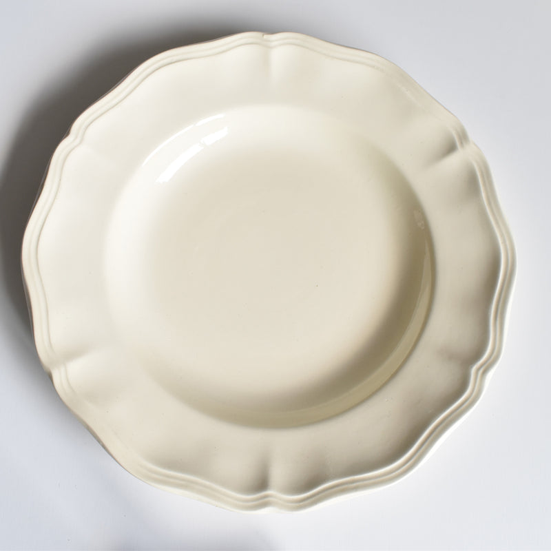 Vintage Deep Plate, Digoin & Sarreguemines, Scalloped Rim, Ivoire A