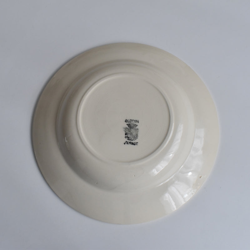 Vintage Digoin & Sarreguemines Deep Plate, Simple Cream A