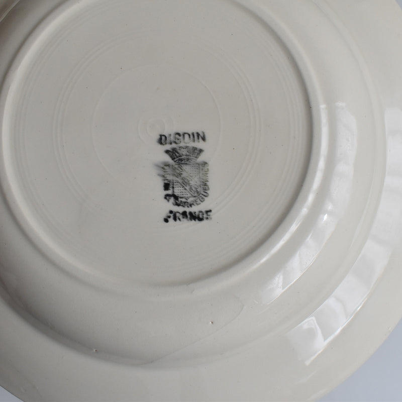 Vintage Digoin & Sarreguemines Deep Plate, Simple Cream A