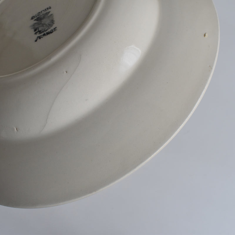 Vintage Digoin & Sarreguemines Deep Plate, Simple Cream A