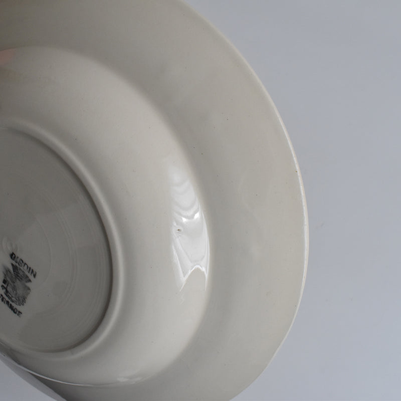 Vintage Digoin & Sarreguemines Deep Plate, Simple Cream A
