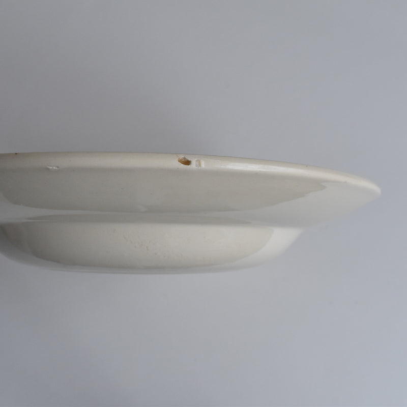 Vintage Digoin & Sarreguemines Deep Plate, Simple Cream A