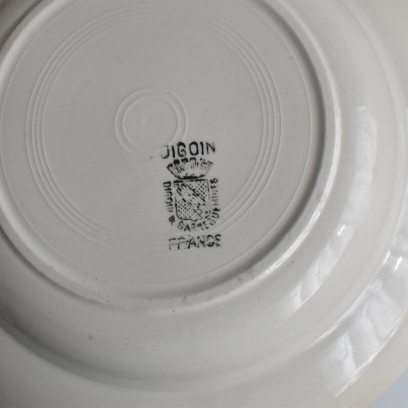 Vintage Deep Plate Digoin & Sarreguemines Simple Cream E