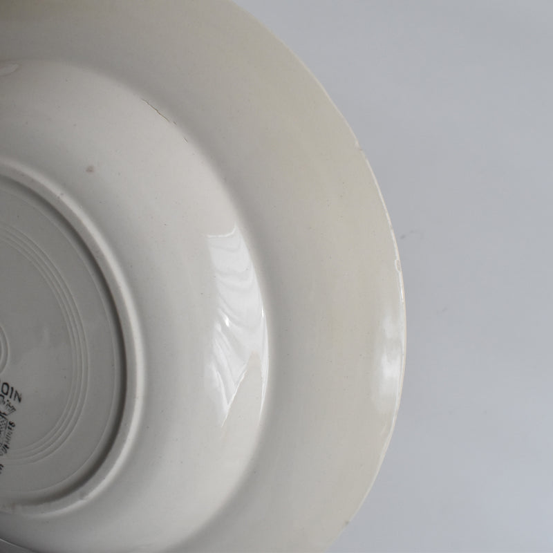 Vintage Deep Plate Digoin & Sarreguemines Simple Cream E
