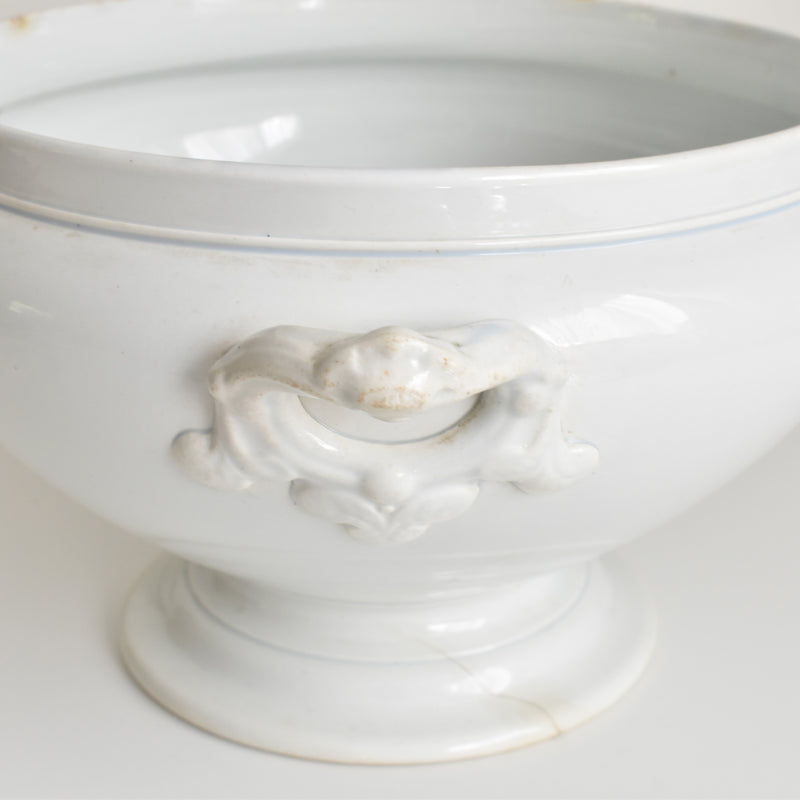 Antique Soup Tureen, Creil et Montereau, White