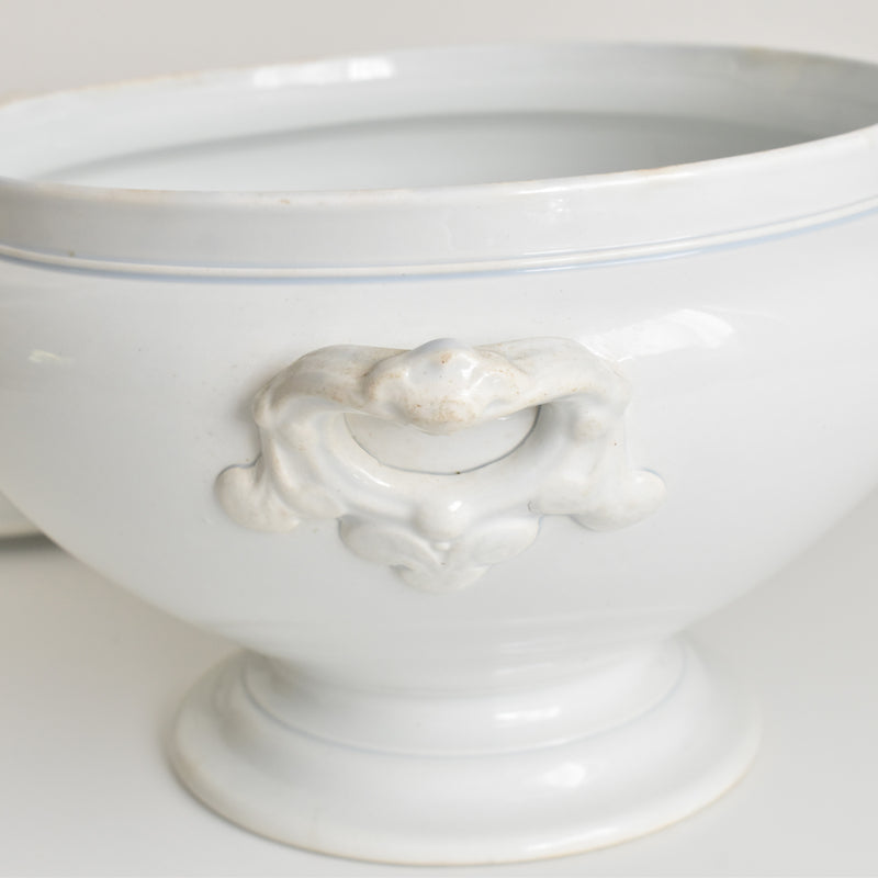 Antique Soup Tureen, Creil et Montereau, White