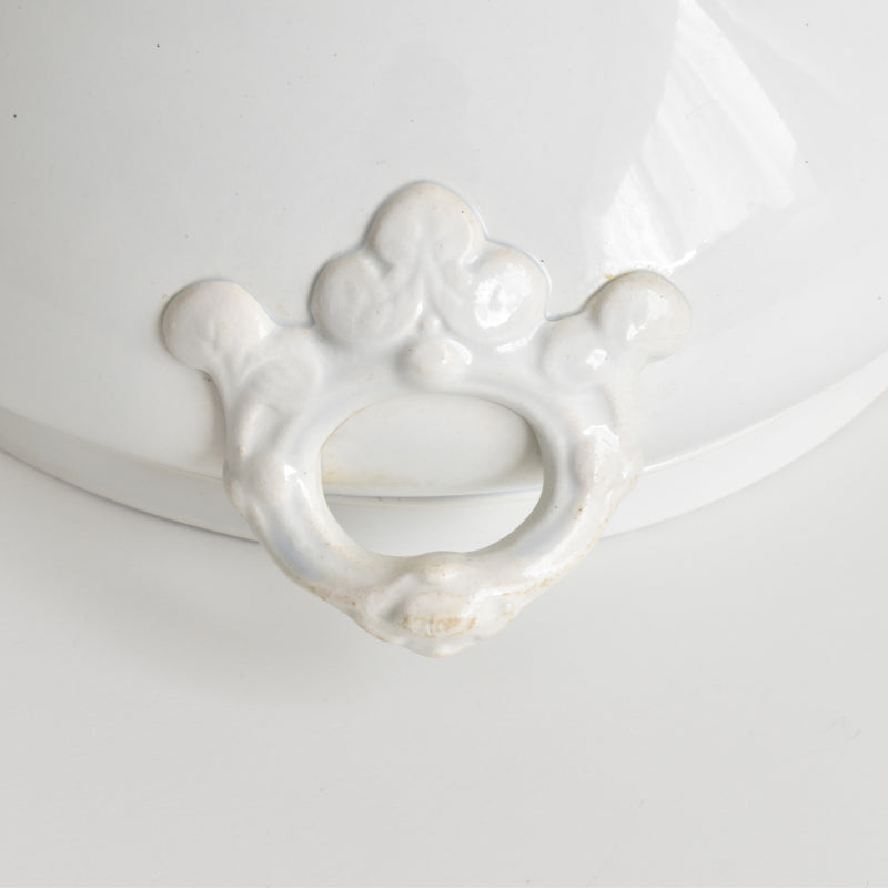 Antique Soup Tureen, Creil et Montereau, White