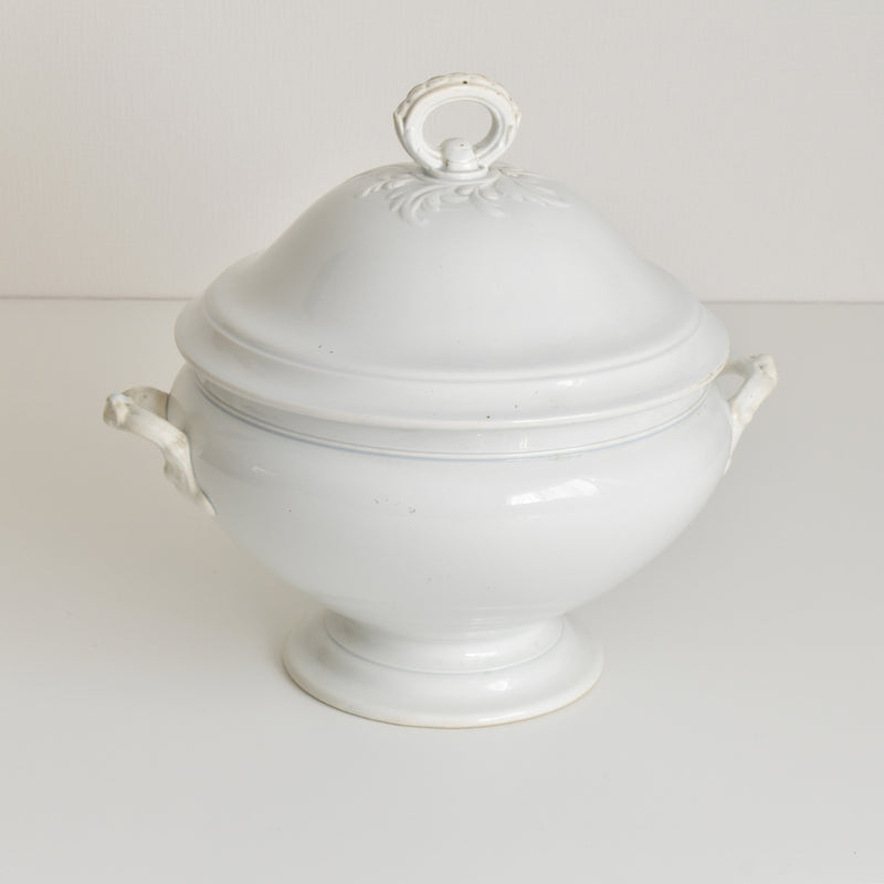 Antique Soup Tureen, Creil et Montereau, White