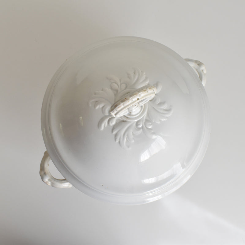 Antique Soup Tureen, Creil et Montereau, White