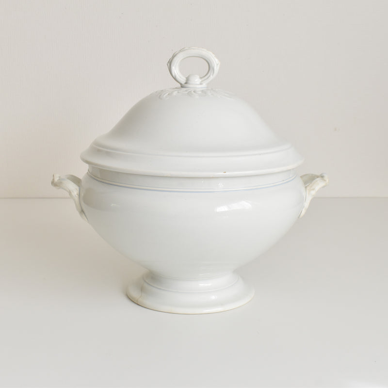 Antique Soup Tureen, Creil et Montereau, White