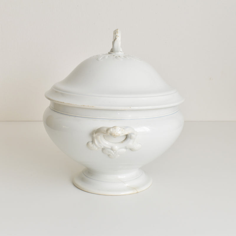 Antique Soup Tureen, Creil et Montereau, White