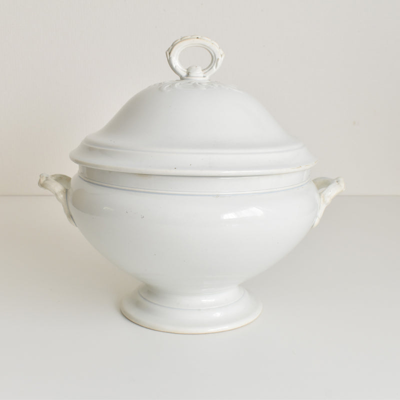 Antique Soup Tureen, Creil et Montereau, White