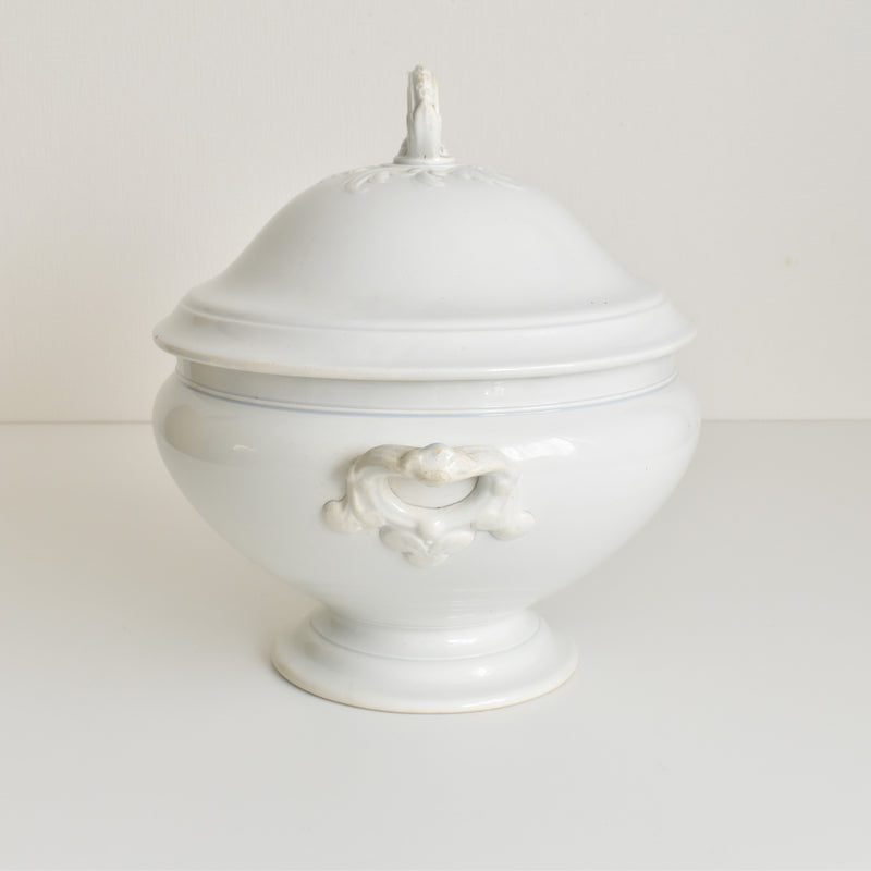 Antique Soup Tureen, Creil et Montereau, White