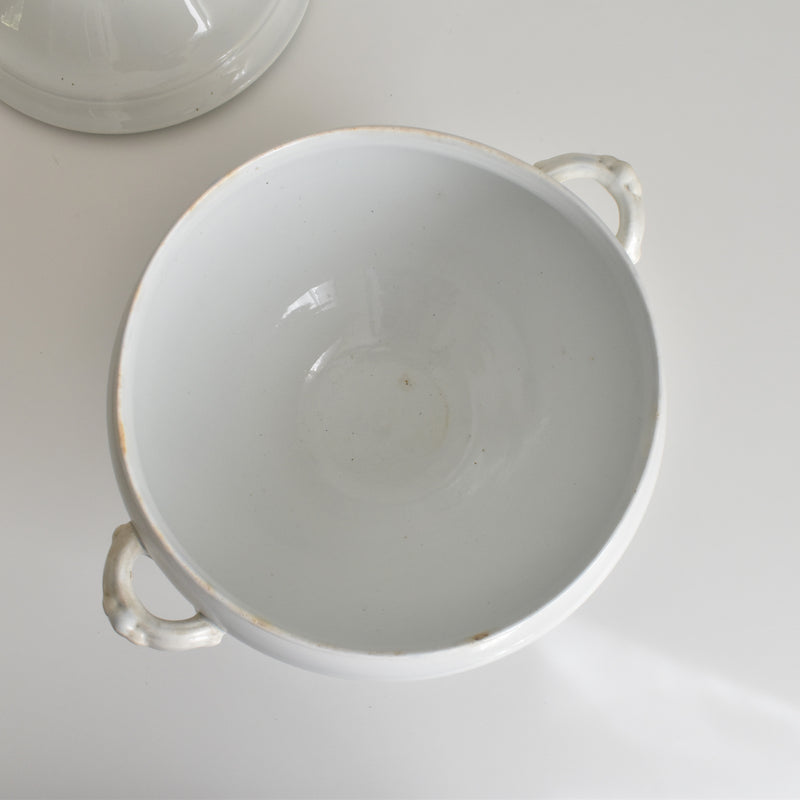 Antique Soup Tureen, Creil et Montereau, White