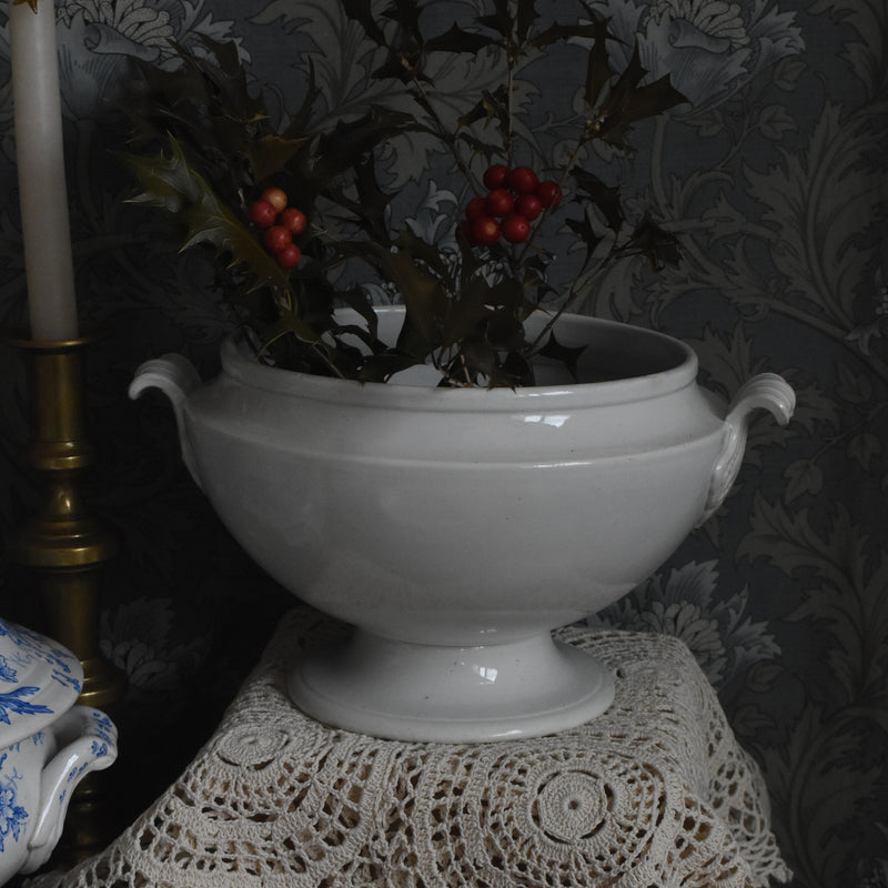 Antique Soup Tureen (no lid) LM&Cie Creil-Montereau White B