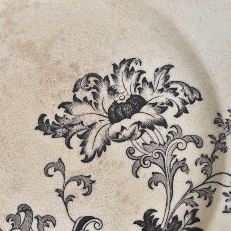 Antique Pedestal Plate, Pecsonne Damas
