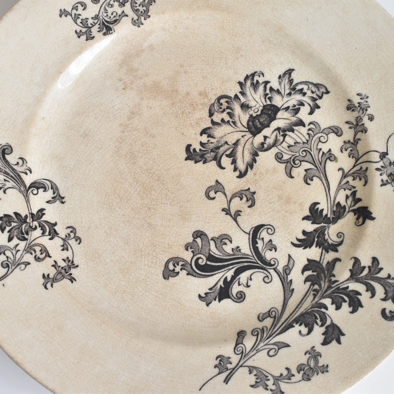 Antique Pedestal Plate, Pecsonne Damas