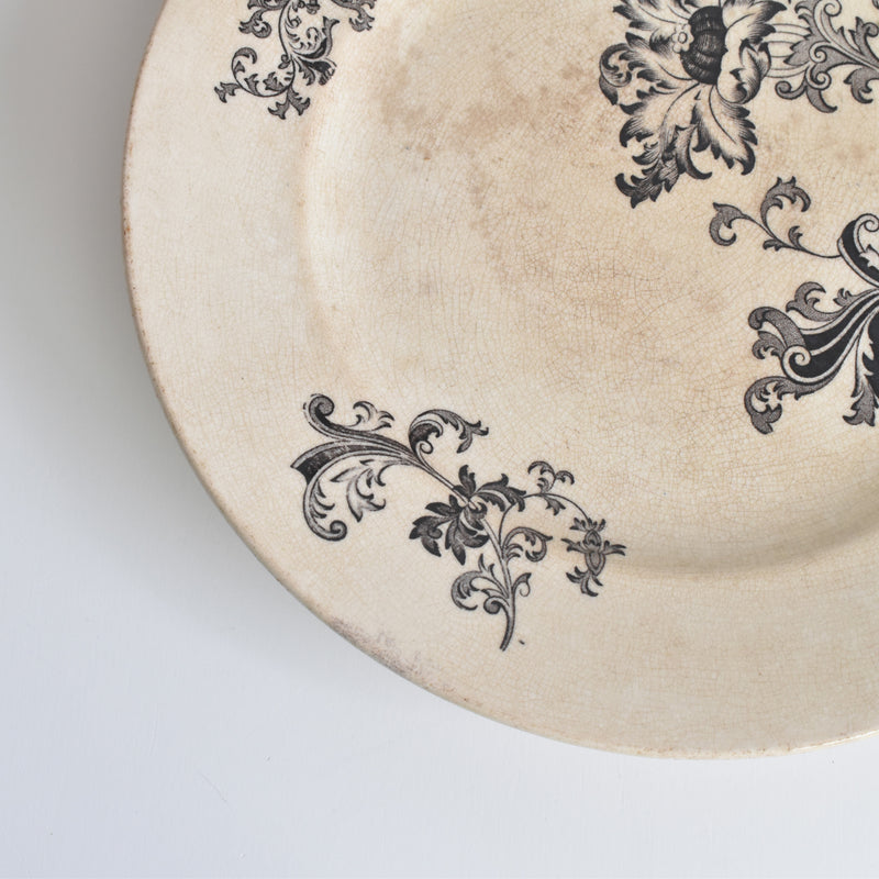 Antique Pedestal Plate, Pecsonne Damas