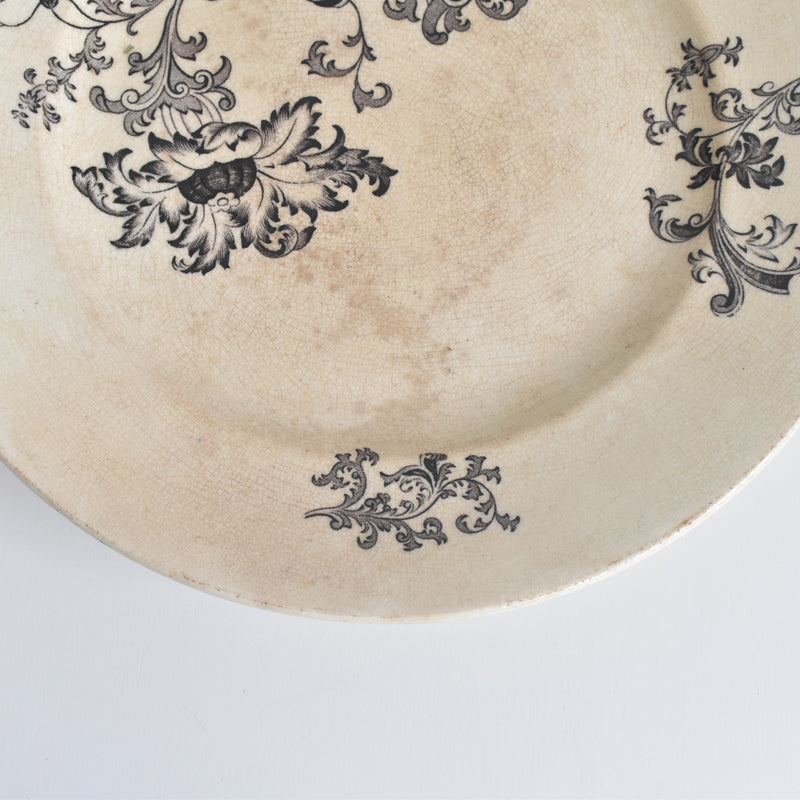 Antique Pedestal Plate, Pecsonne Damas
