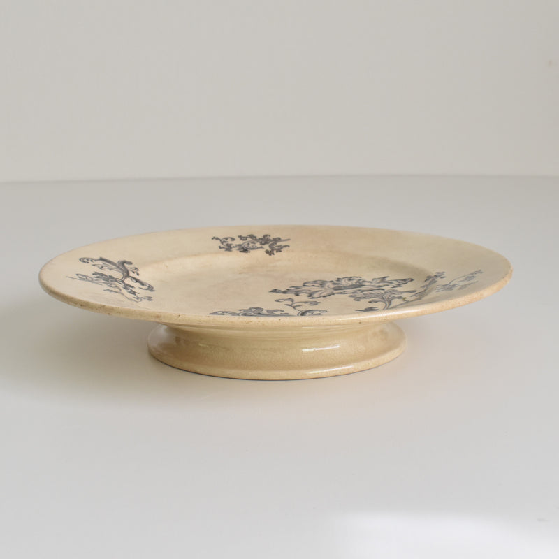 Antique Pedestal Plate, Pecsonne Damas
