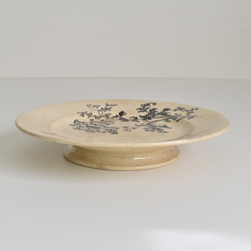 Antique Pedestal Plate, Pecsonne Damas