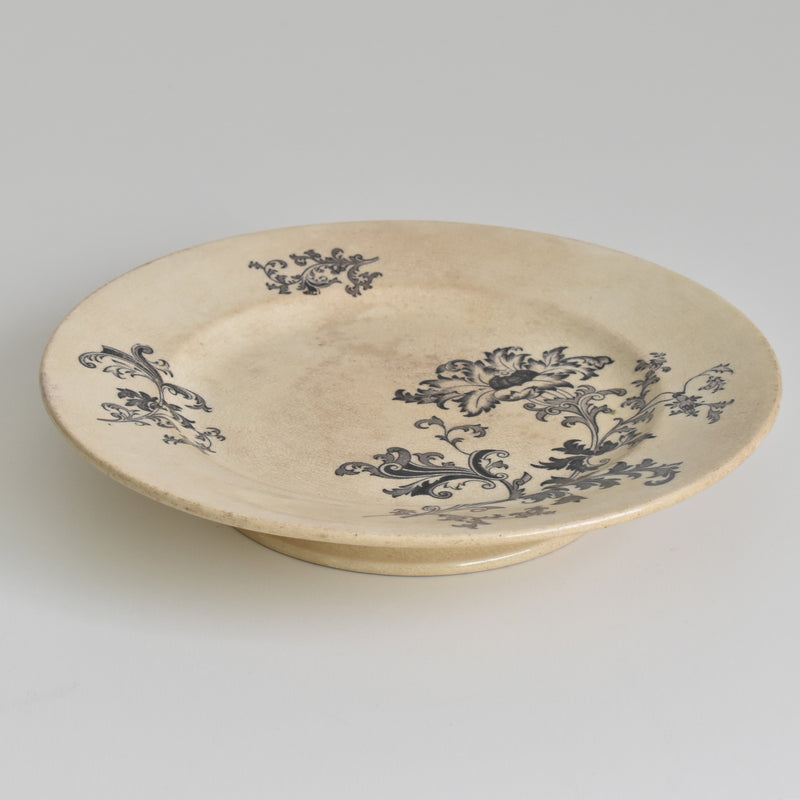 Antique Pedestal Plate, Pecsonne Damas