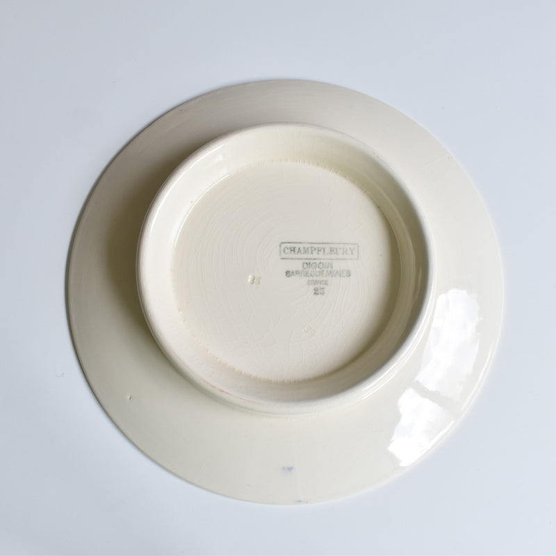 Vintage pedestal plate Digoin & Sarreguemines ChampFleury