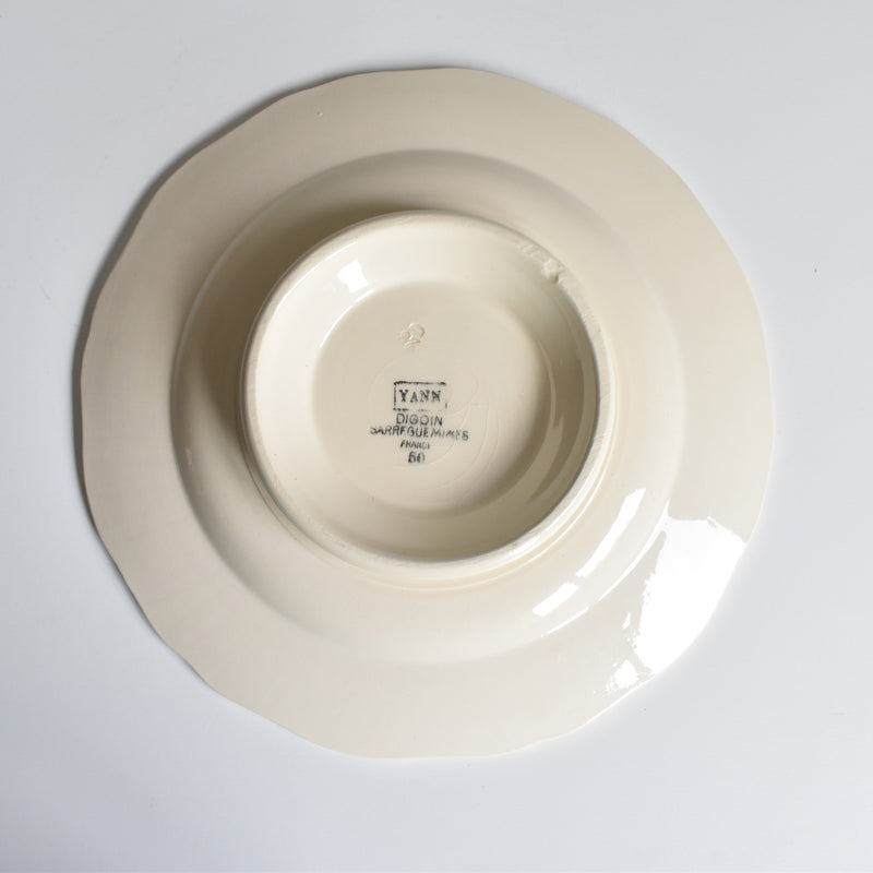 Vintage Pedestal Plate Digoin & Sarreguemines Yann