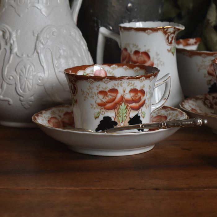 アンティーク　手描きカップ&ソーサー　ｃ/ｓ　イギリス アンティークカップ＆ソーサートリオ イギリス窯 （スタンレー