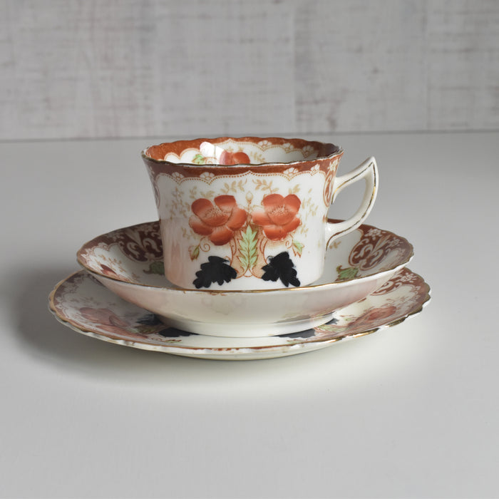 アンティークカップ＆ソーサートリオ イギリス窯 （スタンレー・チャールズ・アミソン）A