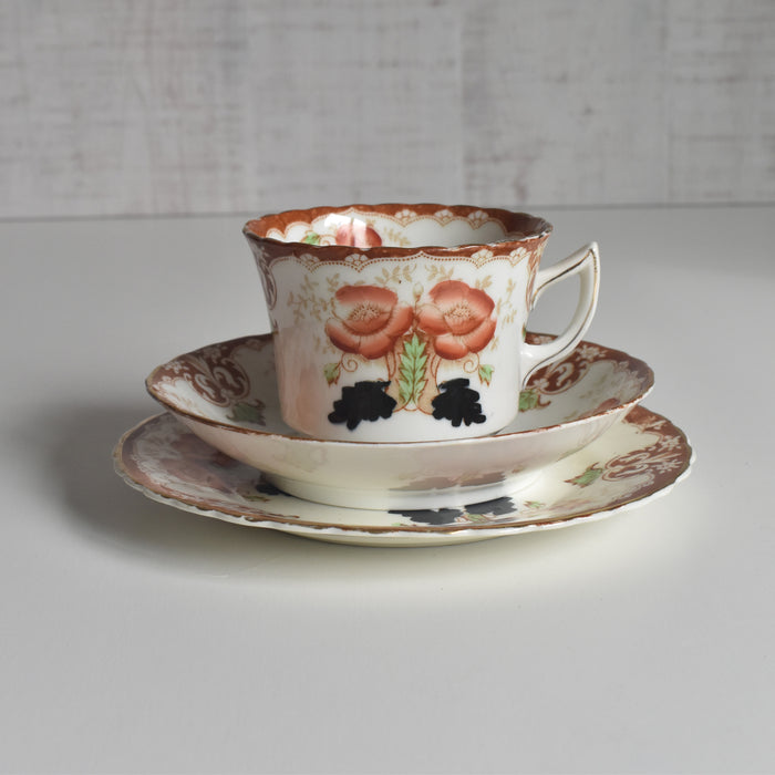 アンティークカップ＆ソーサートリオ イギリス窯 （スタンレー・チャールズ・アミソン）B