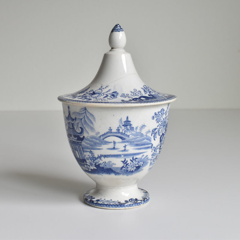 Antique Sugar Pot, Creil-Montereau, Chinoiserie