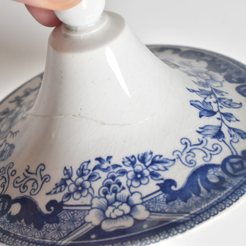 Antique Sugar Pot, Creil-Montereau, Chinoiserie