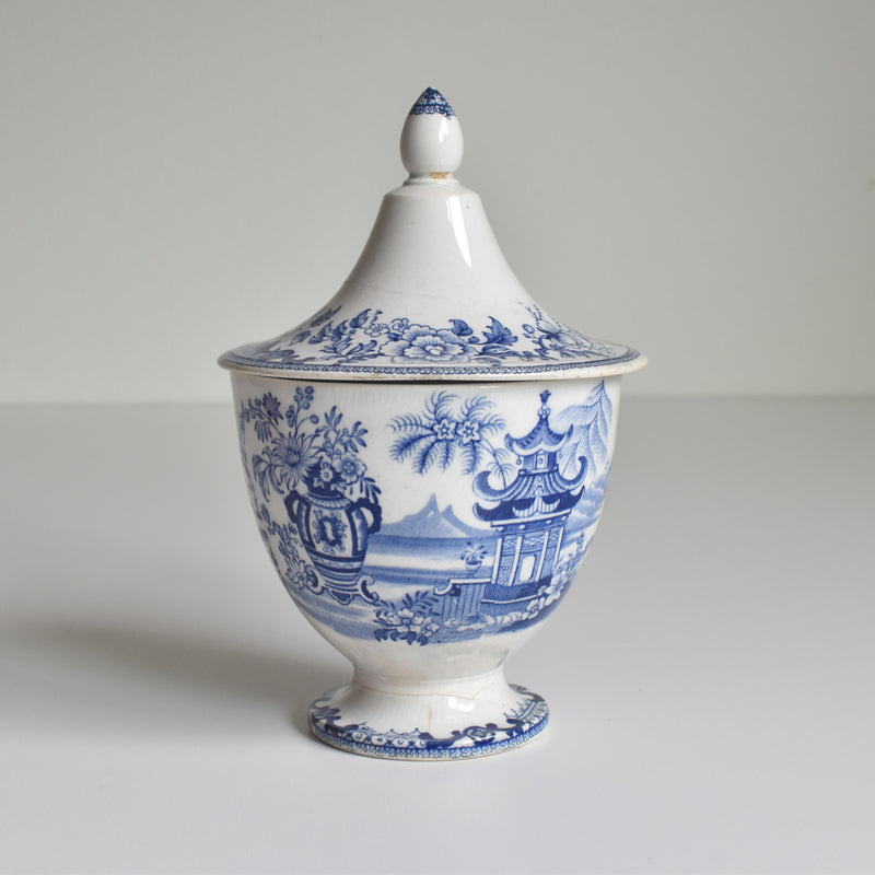 Antique Sugar Pot, Creil-Montereau, Chinoiserie