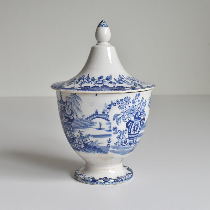 Antique Sugar Pot, Creil-Montereau, Chinoiserie