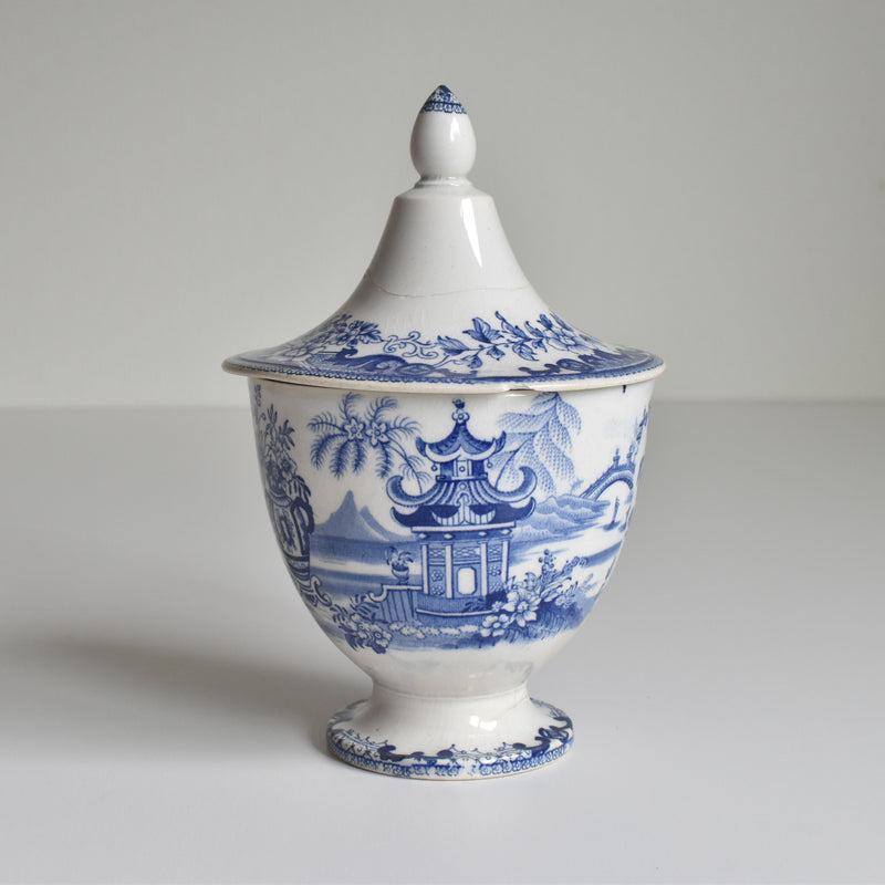 Antique Sugar Pot, Creil-Montereau, Chinoiserie