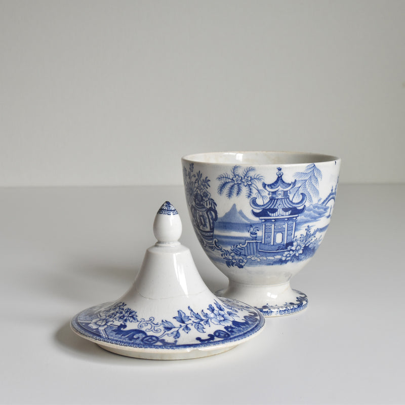 Antique Sugar Pot, Creil-Montereau, Chinoiserie