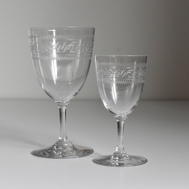 Antique Water Crystal Glass PORTIEUX Guillochage PP