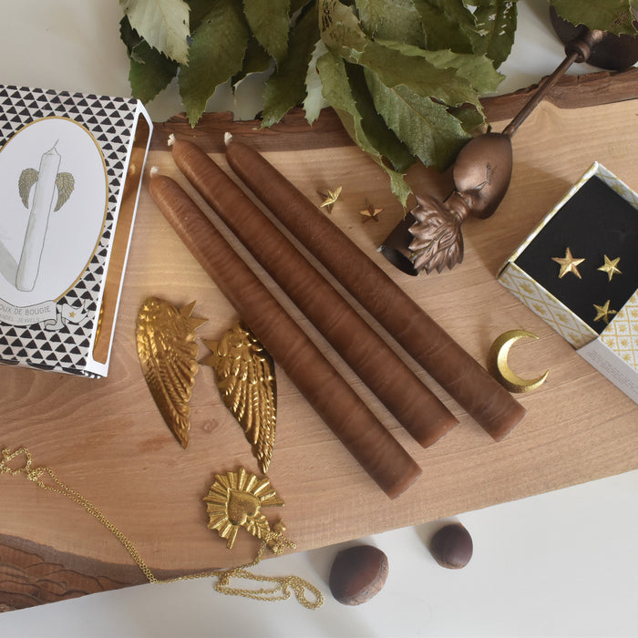 シエルジュコニック　（テーパーキャンドル）　20cm Marron（マロン）