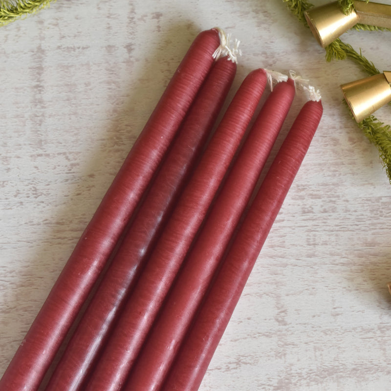 Taper Candle Fleuriste (Florist) 5-piece set Bordeaux